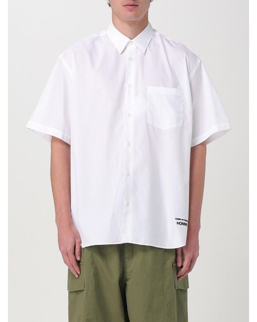 Comme des Garçons White Homme Short Sleeve Poplin Shirt for men