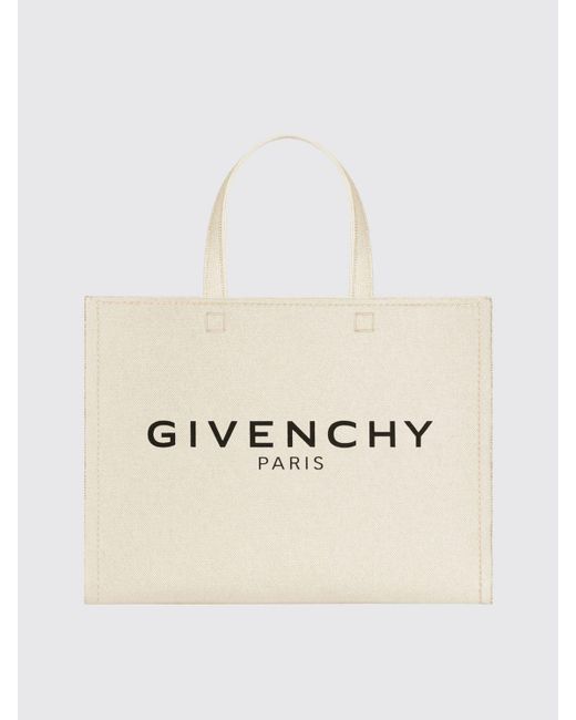 Borsa G-Tote small in cotone canvas con stampa logo di Givenchy in Natural