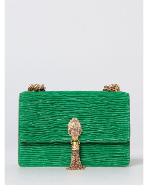 Kurt Geiger Green Shoreditch Mini Embossed Velvet Bag
