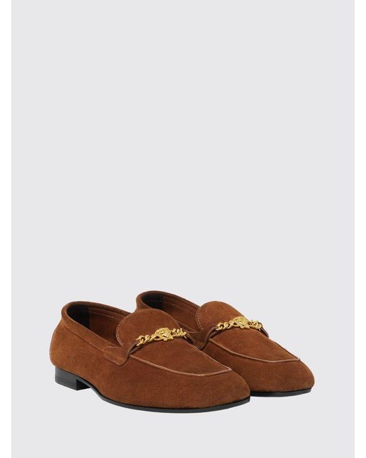 Versace Brown Suede Loafers With Medusa Bit
