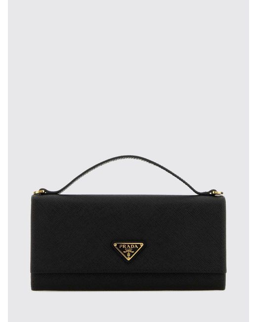 Prada Black Saffiano Leather Wallet With Handle