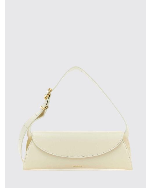 Jil Sander Natural Small Cannolo Smooth Calfskin Leather Shoulder Bag