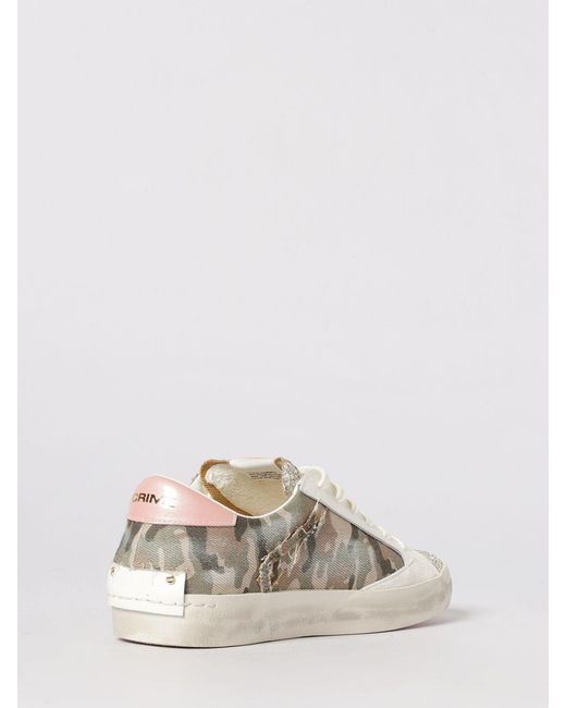 Crime London Natural Distressed Camouflage Canvas And Leather Sneakers
