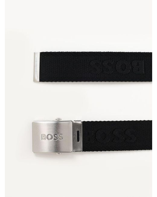 Cintura in tessuto con logo jacquard di Boss in Black da Uomo