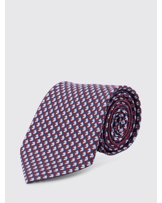 Ferragamo Purple Gancini Pegasus Print Silk Tie for men