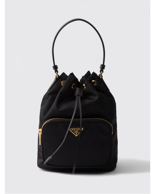 Prada Black Duet Re-Nylon And Saffiano Leather Bucket Bag