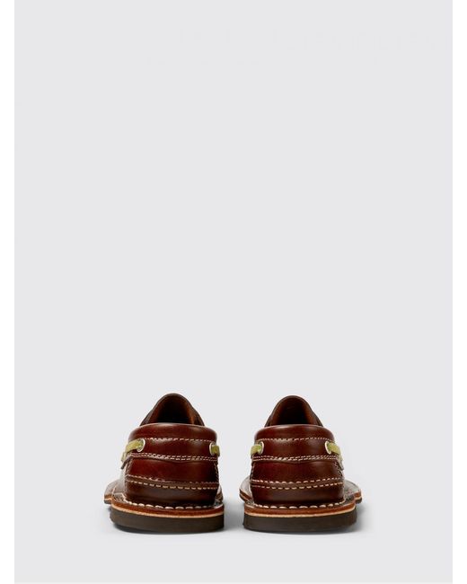 CAMPERLAB Brown Eki Leather Boat Loafer With Contrast Stitching for men