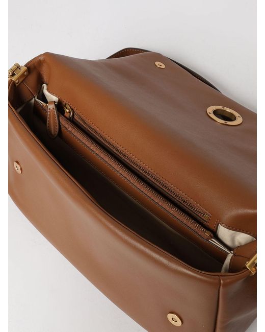 Pinko Brown Love Bag Click Soft Horizontal Nappa Leather Bag
