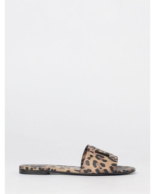 Dolce & Gabbana White Dolce &Amp Gabbana Animalier Print Leather Mules With Dg Monogram