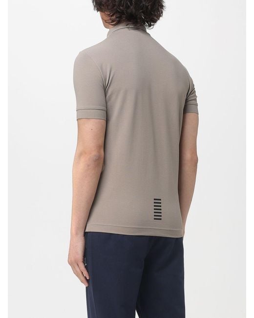 EA7 Gray Cotton Polo Shirt With Logo for men
