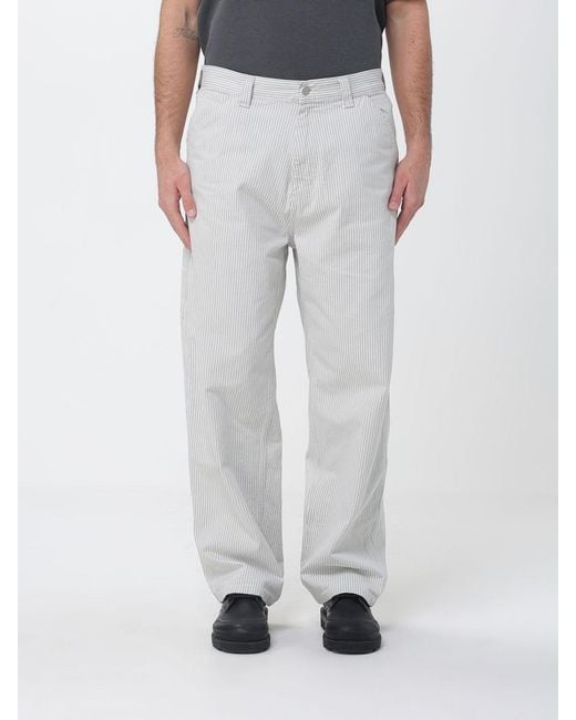 Carhartt Gray Striped Cotton Wide-Leg Trousers for men