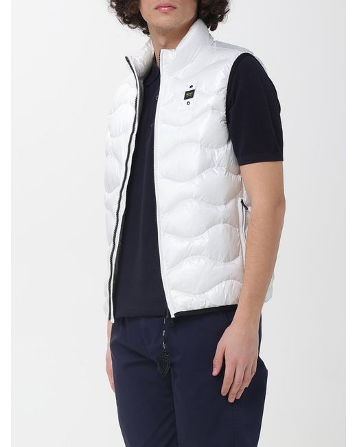 Blauer White Padded Nylon Vest for men