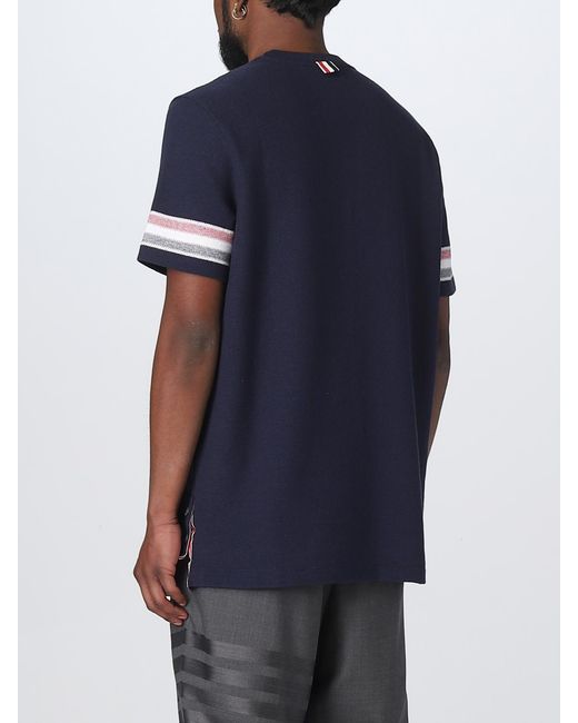 Thom Browne Blue T-shirt With Striped Bands for men