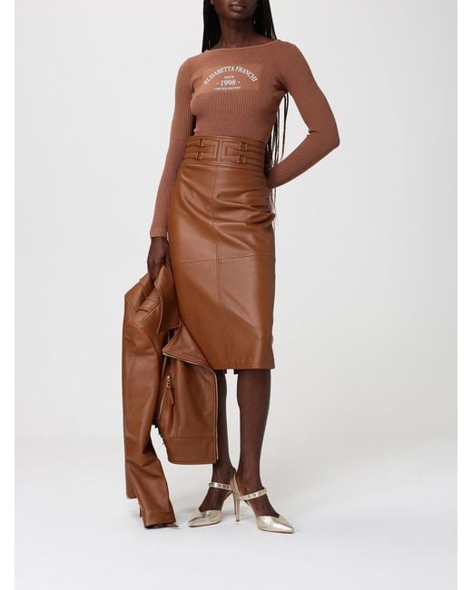 Elisabetta Franchi Brown Biker Jacket