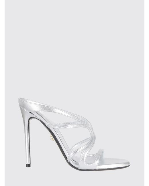 ALEVI White Mony Laminated Leather Mules With 11Cm High Heel