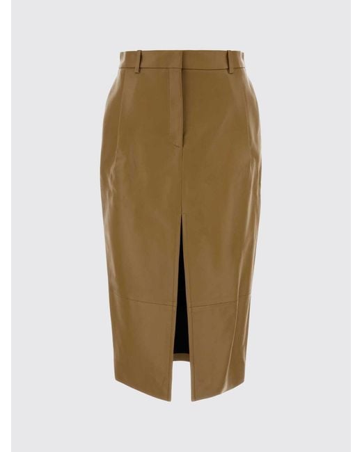 Khaite Natural Laminated Lambskin Pencil Midi Skirt