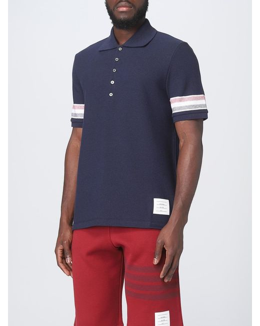 Thom Browne Blue Polo Shirt In Cotton for men