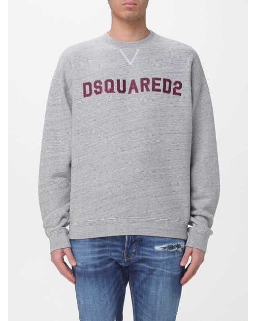 DSquared² Gray Logo Cotton Crewneck Sweatshirt for men