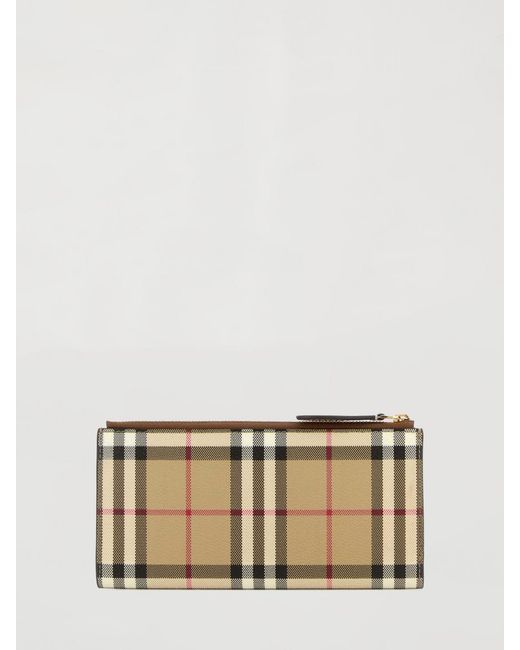 Burberry Natural Coated Cotton Wallet With Vintage Check Print