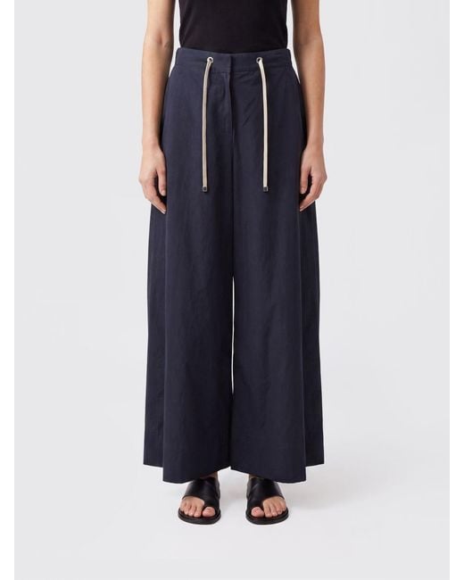 Max Mara Blue Cotton Cropped Trousers
