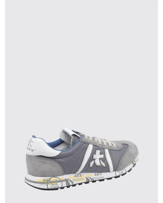 Premiata White Lucy Suede And Perforated Fabric Sneakers