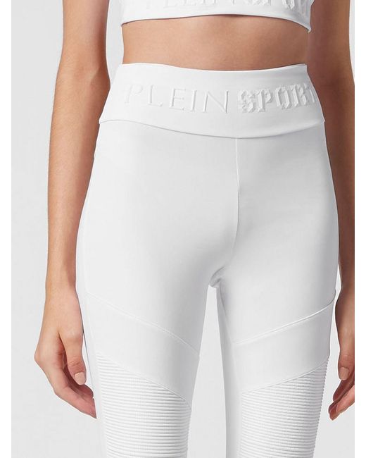 Philipp Plein White High-Waisted Stretch Technical Fabric Leggings