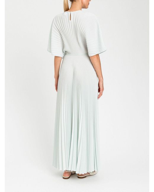 Twinset White Pleated Crêpe Long Dress