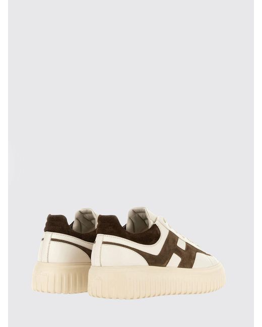 Hogan Natural H-Stripes Leather And Suede Sneakers With H Logo And Platform Sole for men