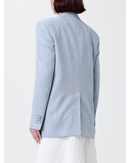 Tagliatore Blue Double Breasted Cotton Blend Blazer