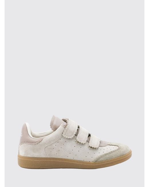 Isabel Marant White Beth Suede Trainers With Velcro Strap Closure