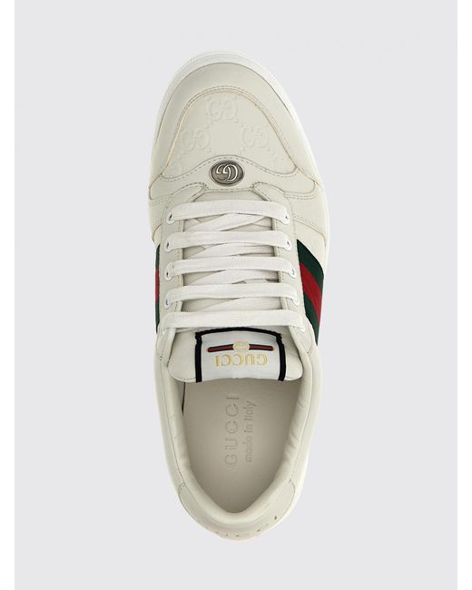 Gucci White Screener Leather Sneakers for men