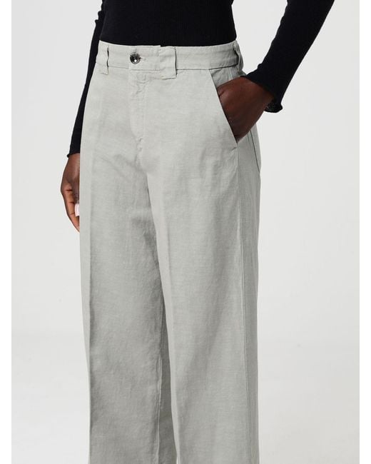 Mason's Gray Cotton And Linen Blend Wide Leg Trousers