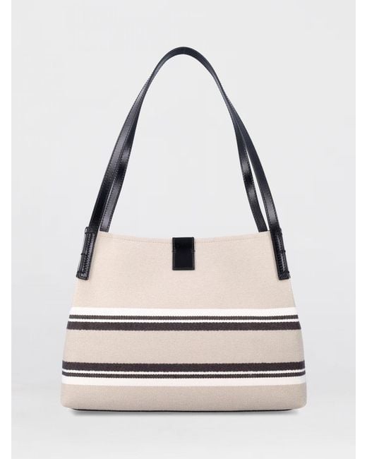 Balmain White Release Medium Cotton Canvas Bag