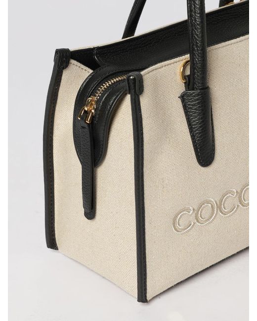 Coccinelle Natural Myrtha Canvas And Grained Leather Bag