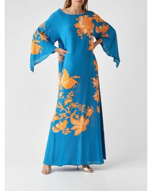 Etro Blue Printed Viscose Long Dress