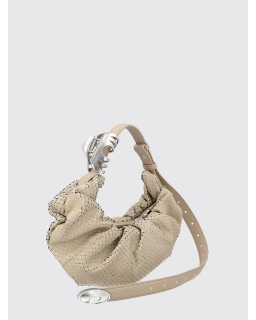 DIESEL Natural Grab-D Python-Effect Leather Shoulder Bag With Oval D Logo