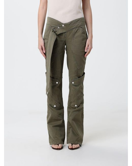 Blumarine Green Slim Fit Cotton Trousers