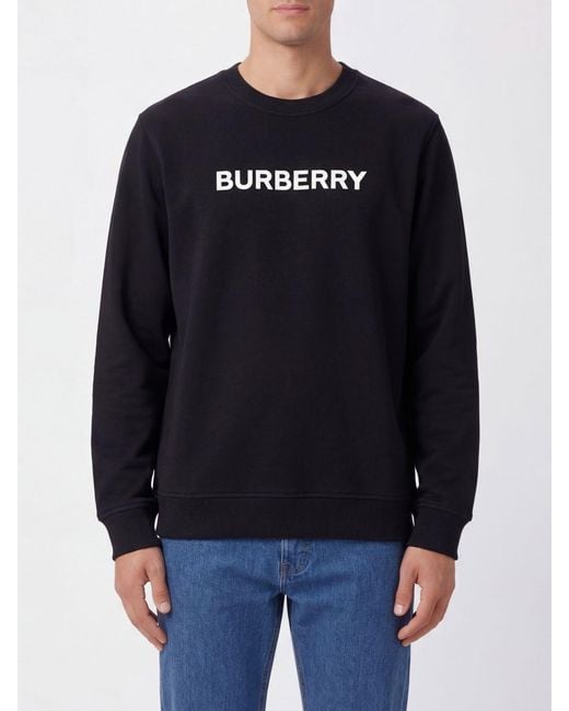 Burberry Blue Cotton Crewneck Sweatshirt With Logo for men