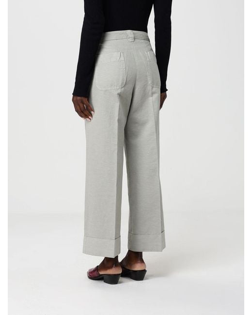 Mason's Gray Cotton And Linen Blend Wide Leg Trousers