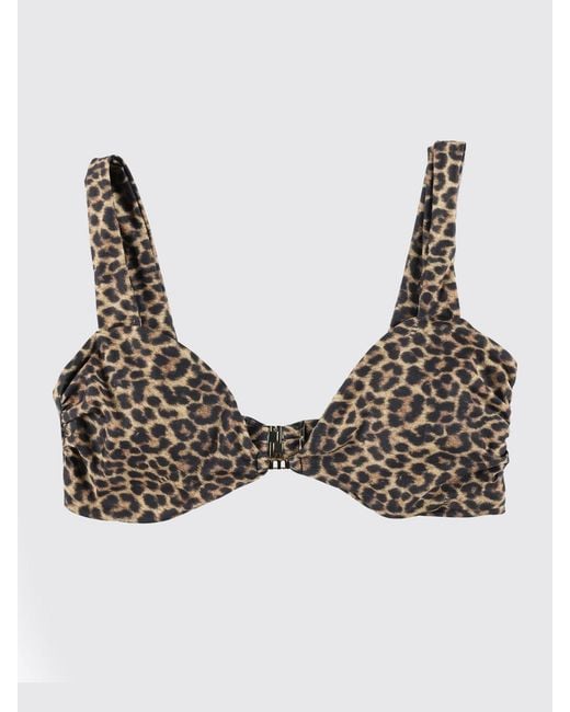 MATINEÉ Natural Animal Print Triangle Bikini Top With V-Neck