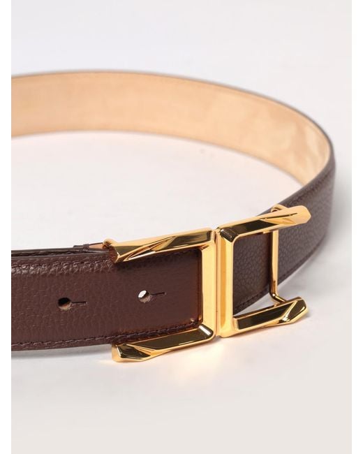 Elisabetta Franchi Brown Hammered Leather Belt