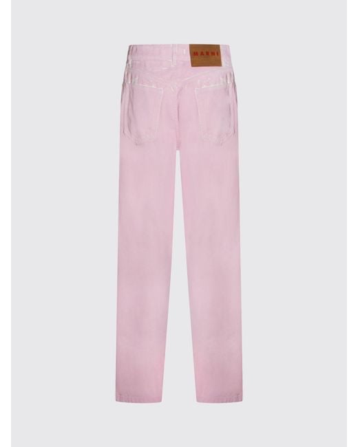 Marni Pink Straight Cotton Denim Trousers