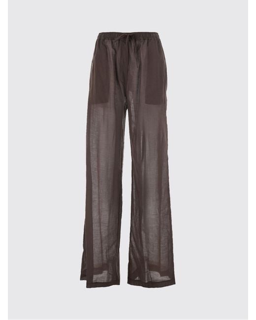 FEDERICA TOSI Brown High-Waisted Straight-Leg Cotton Pants With Drawstring