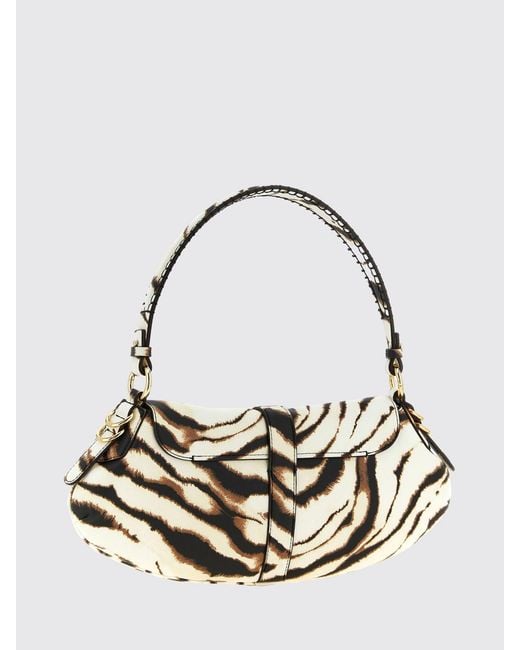Ganni Metallic B-Kat Zebra-Print Recycled Leather Shoulder Bag With Logo