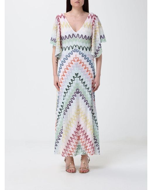 Missoni White Long Lurex Viscose Dress