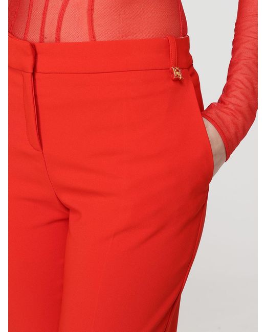 Elisabetta Franchi Red Crêpe Cropped Pants