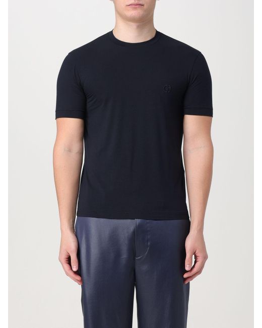 T-shirt basic di Giorgio Armani in Blue da Uomo