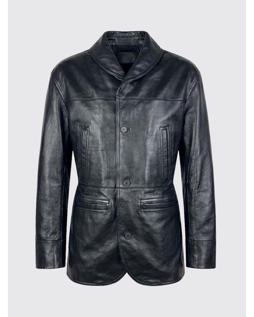 Jacquemus Blue The Gardian Single-Breasted Leather Blazer With Three-Button Closure for men
