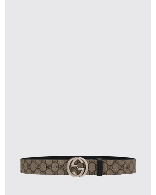 Gucci White Reversible Gg Synthetic Leather Belt for men