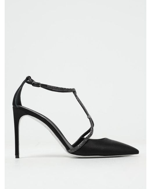 Rene Caovilla Black René Caovilla Clippy Pumps In Satin With Rhinestones
